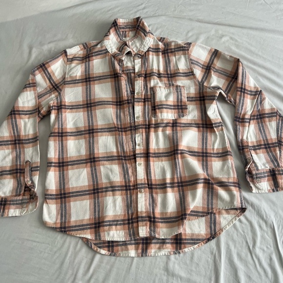 Universal Thread Checkered Top in Cream and Brown - Picture 1 of 3